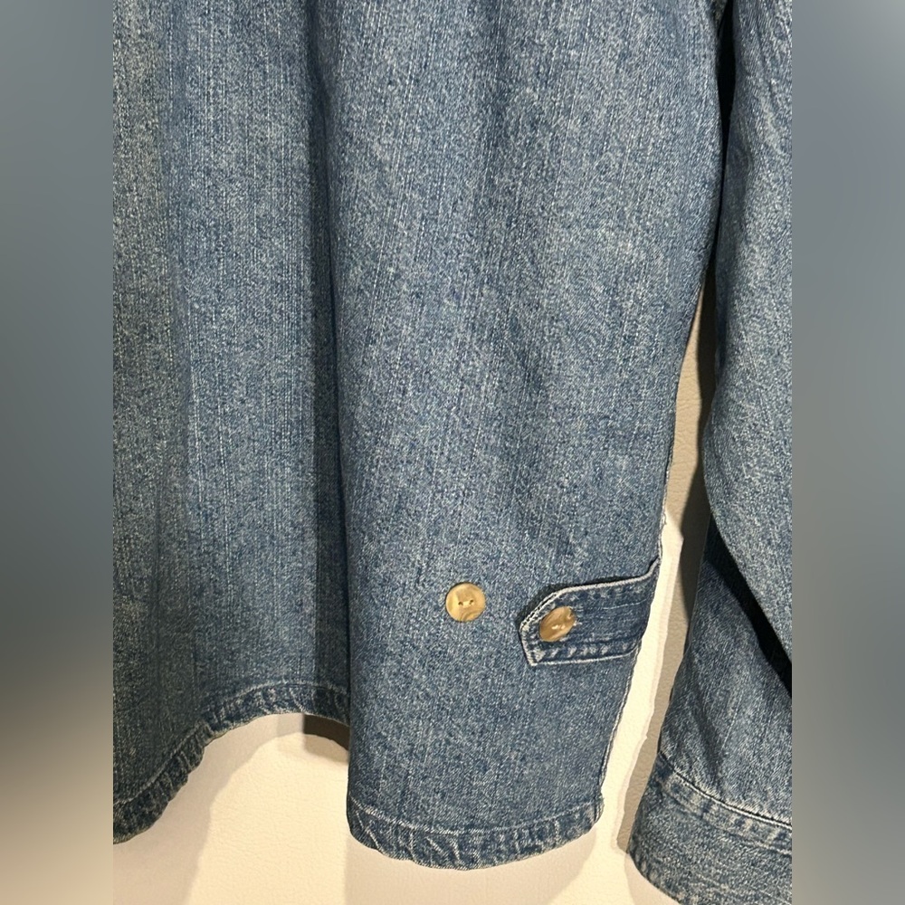 Vintage Christopher and Banks Denim she jacket Shirt Christma s Embroideries, L. - Picture 9 of 9
